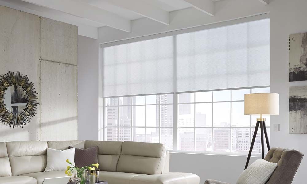 Lutron Solar shades in a white loft